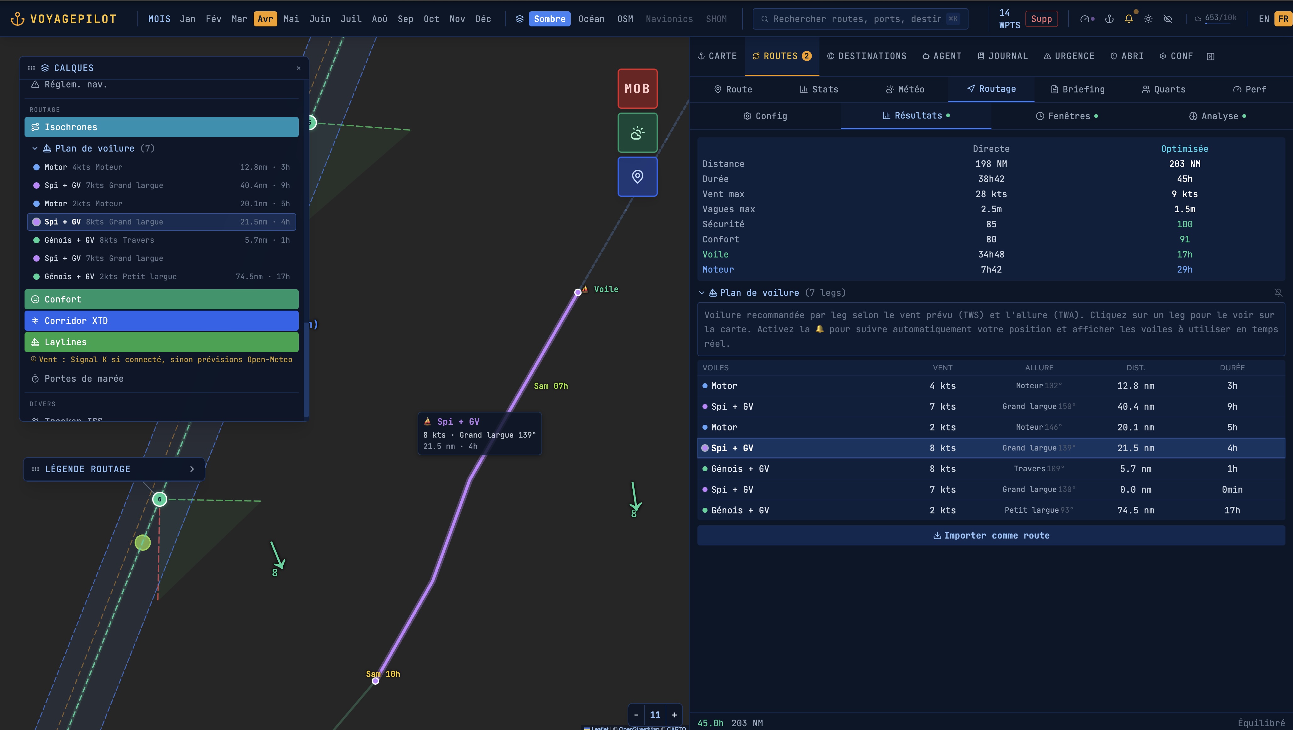 Plan de voilure automatique